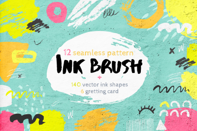 Ink brush pattern, card & shapes