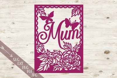 floral mum frame, papercut svg file, hand paper cutting template, dxf