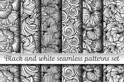 6 black and white floral patterns