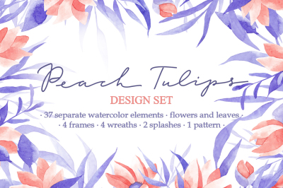 PEACH TULIPS Watercolor Pack