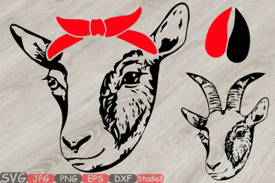 Goat Head whit Bandana Silhouette SVG goats feet Farm Milk 788S