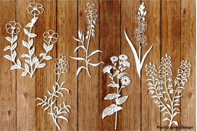 Wildflowers set 4 SVG files for Silhouette Cameo and Cricut.