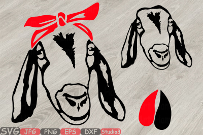 Goat Head whit Bandana Silhouette SVG goats feet Farm Milk 793S