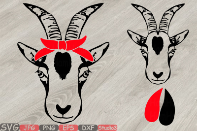 Goat Head whit Bandana Silhouette SVG goats feet Farm Milk 794S