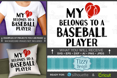 My Heart Belongs To A Baseball Player Shirt Svg - Baseball Mom 3020
