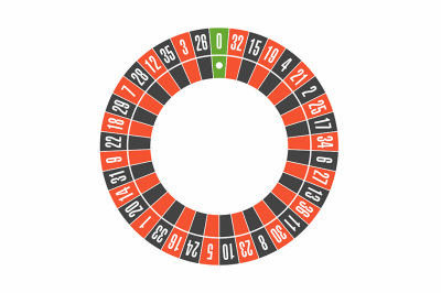 European roulette wheel. Top view