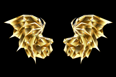 Gold Polygonal Dragon Wings