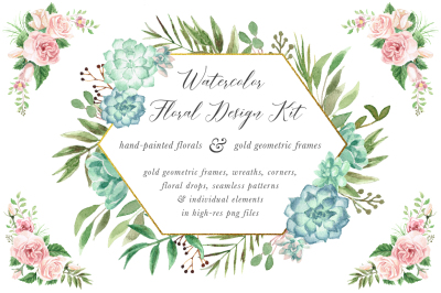 Watercolor Floral Design Kit