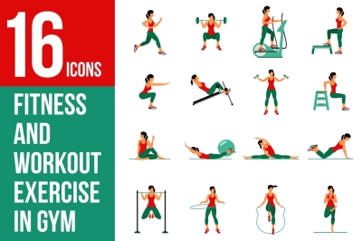 Vector set of gym icons