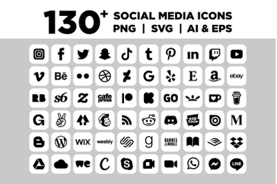 Rounded Square White Social Icons