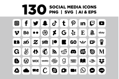 Rounded Square White Social Icons