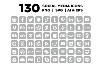 Rounded Square Gray Social Icons