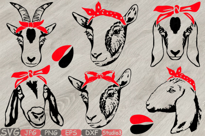 Goat Head whit Bandana Silhouette SVG feet goats Farm Milk 798S 