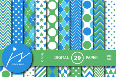 Blue digital paper and green digital scrapbooking paper, MI-834