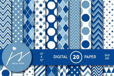 Blue digital paper and royal blue digital scrapbooking paper, MI-835