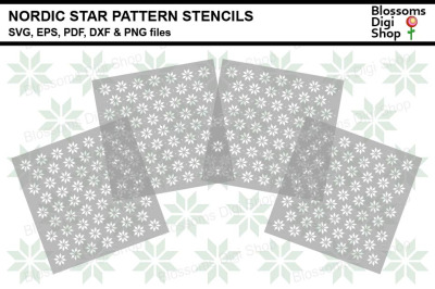 Nordic Star Pattern Stencils SVG, EPS, PDF, DXF &amp; PNG files