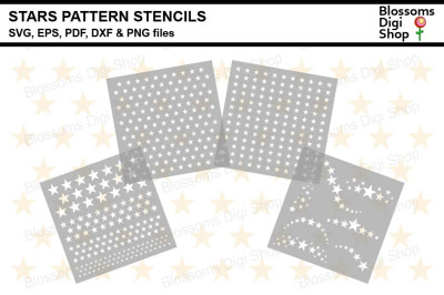 Stars Pattern Stencils SVG, EPS, PDF, DXF &amp; PNG files