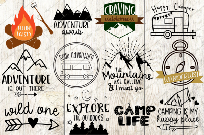 happy camper svg, camping svg, summer svg,  camper, camping bundle 