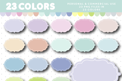 Pastel oval frame clipart, Label clipart, Border clipart, CL-1165