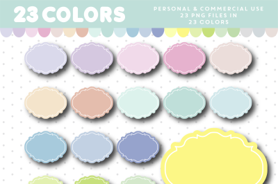 Pastel oval frame clipart, Label clipart, Border clipart, CL-1166