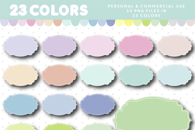 Oval pastel frame clipart, Label clipart, Border clipart, CL-1163