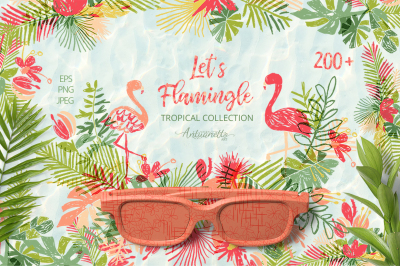 Let's Flamingle vector tropical collection