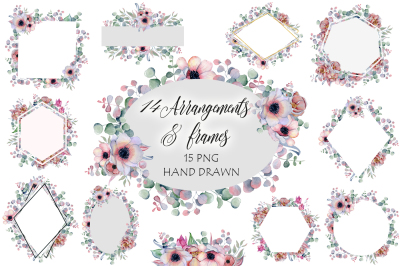 Arrangements &amp; Frames with peonies &amp; anemonies flowers