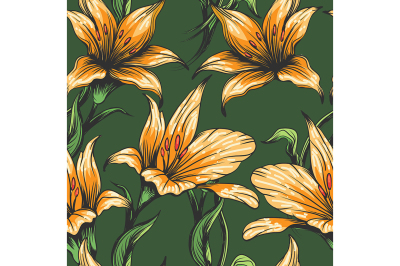 Orchid Flowers seamless pattern