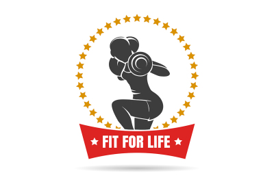 Training woman fitness  emblem