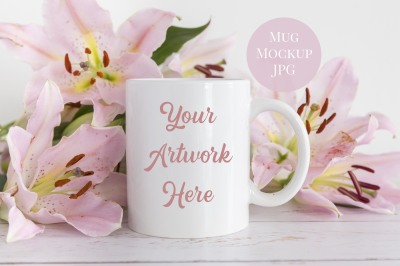Pink Lilies Mug Mockup