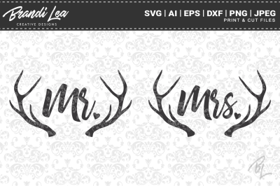 Mr Mrs Antler Set SVG Cut Files