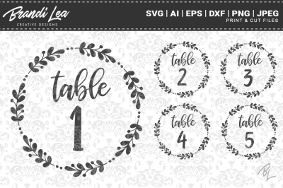 Wreath Table Numbers 1-30 SVG Cut Files