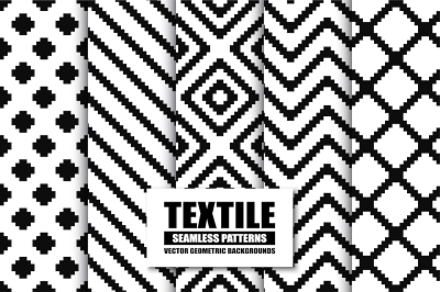 Textile seamless patterns.B&W design