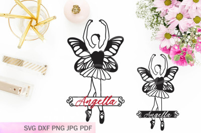 ballerina with wings svg, paper cutting template, butterfly wings pdf