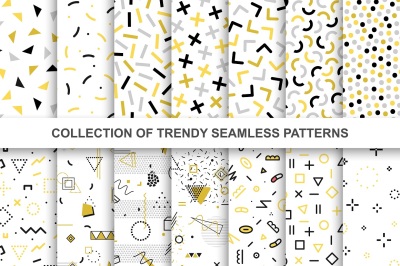 Memphis trendy seamless patterns