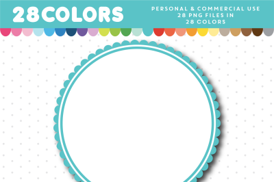 Round scalloped digital frame clipart, CL-1268