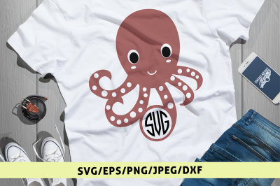 Cute Octopus - Monogram Svg Cut File