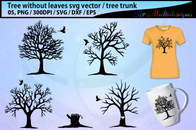 tree without leaves svg cut silhouette vector / tree without leaf