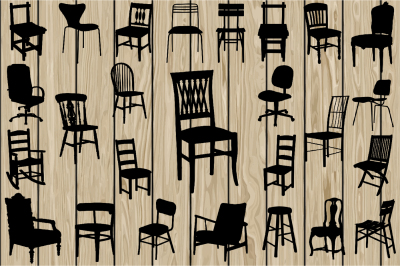 26 Chair SVG, Chair Vector, Chair Silhouette Clipart, Cutting File.