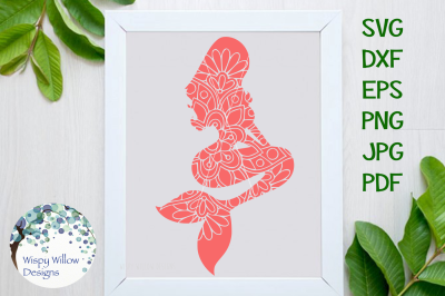 Mermaid Floral Mandala SVG/DXF/EPS/PNG/JPG/PDF