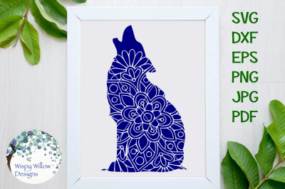 Howling Wolf Floral Mandala SVG/DXF/EPS/PNG/JPG/PDF