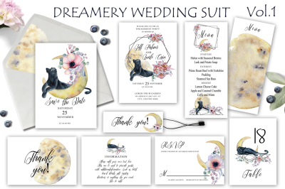 Dreamery Wedding Suit with Panthers, flowers and moons Vol.1