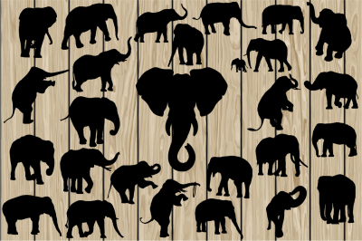 26 Elephant SVG, Elephant Vector, Elephant Silhouette Clipart, Vinyl.