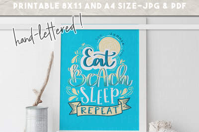 summer instant download printable, beach handlettered summer quote