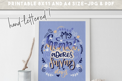sunny days instant download printable, summer handlettered quotes