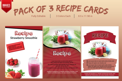 Pack of 3 Recipe Card Templates