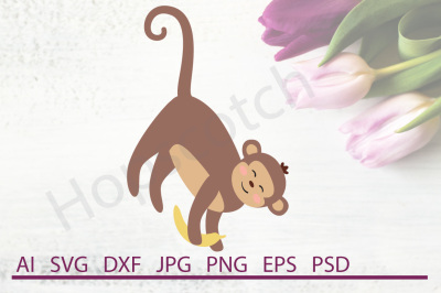 Monkey SVG, Monkey DXF, Cuttable File