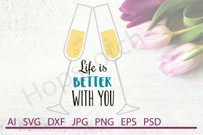 Champagne SVG, Champagne DXF, Cuttable File