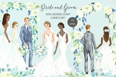 Bride and Groom Royal Wedding Clipart 