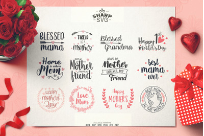 Mother&#039;s Day SVG - Blessed Mama Svg - Mother&#039;s Day Bundle Svg - Love M